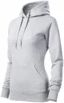 Dámska mikina bez zipsu s kapucňou, svetlosivý melír