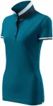 Dámska polokošeľa s golierom hore, petrol blue