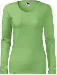 Dámske tričko priliehavé s dlhým rukávom, hráškovo zelená