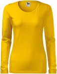 Dámske tričko priliehavé s dlhým rukávom, žltá