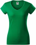 Dámske tričko s V-výstrihom zúžené, trávová zelená