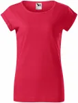 Dámske tričko s vyhrnutými rukávmi, červený melír