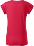 Dámske tričko s vyhrnutými rukávmi, červený melír