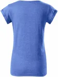 Dámske tričko s vyhrnutými rukávmi, modrý melír
